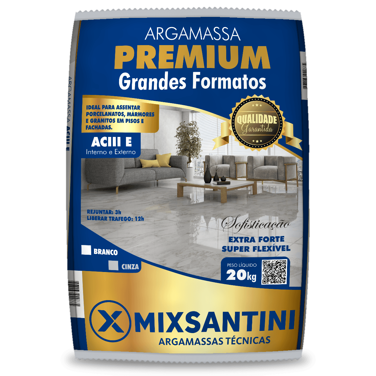 Argamassa Premium Grandes Formatos ACIII Cinza 20Kg
